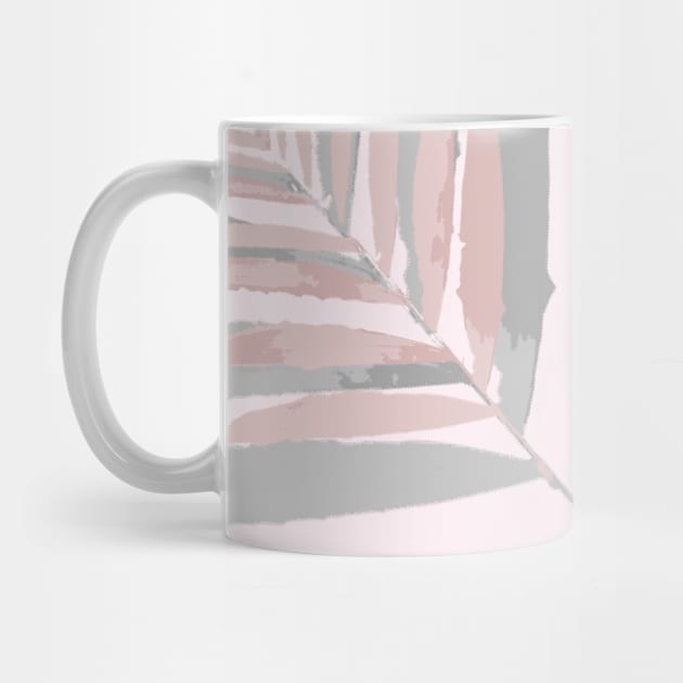 Geometric palm leaves silver pink on pale pink, leaves, tropical , fall,  TeePublic by PrintedDreams